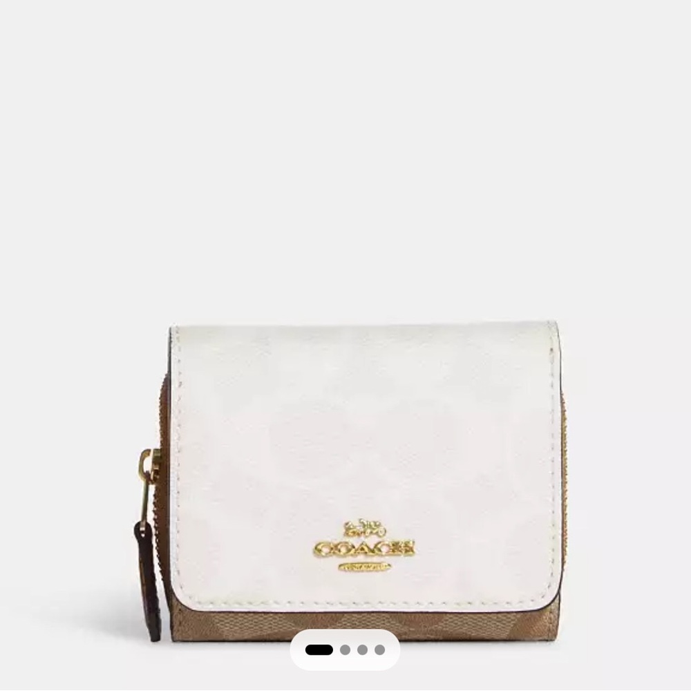 Coach Small Trifold Wallet in Blocked Signature Canvas